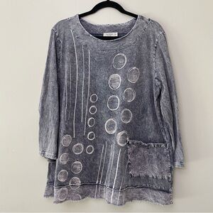 JESS & JANE washed cotton 3/4 sleeve tunic top / made in USA